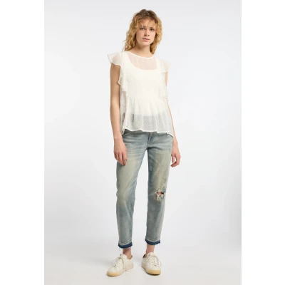 Afbeelding van Blouse met korte mouwen DREIMASTER XS / Off White 100% Polyester