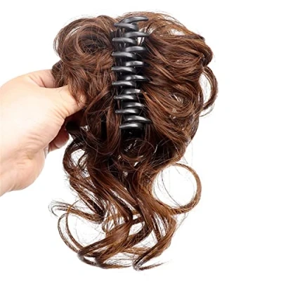Afbeelding van Haar Chignon Synthetische Bun Hair Clips Messy Paardenstaart Extensions Golvend Krullend Broodje Claw Pruiken for Vrouwen Knot haarstukjes (Color : 1Pcs 01)