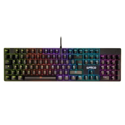 Afbeelding van SPYCO Challenge KE 111, Mechanish Gametoetsenbord, Italiaanse opstelling, Instelbare LED achtergrondverlichting, Toetsen afdekking ABS, Bruine switches, 25 Anti Ghosting toetsen, Ideaal voor PC ecc.