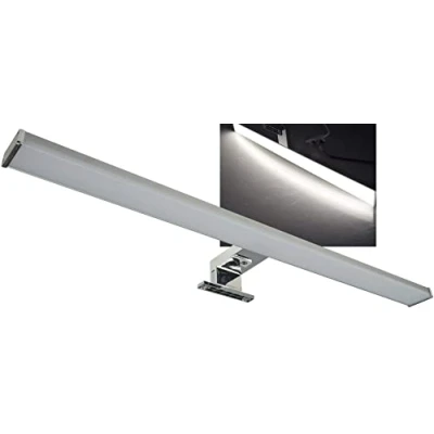 Afbeelding van ChiliTec Led spiegellamp, 60 cm, spiegelkastlamp, IP44, 11 watt, 1600 lumen, badkamer, wand en opbouwmontage, verlichting voor kast, spiegel, aluminium look, neutraal wit