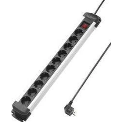 Afbeelding van Sygonix SY 4538266 Stekkerdoos met schakelaar 10 voudig Zwart, Zilver Randaarde stekker 1 stuk(s)