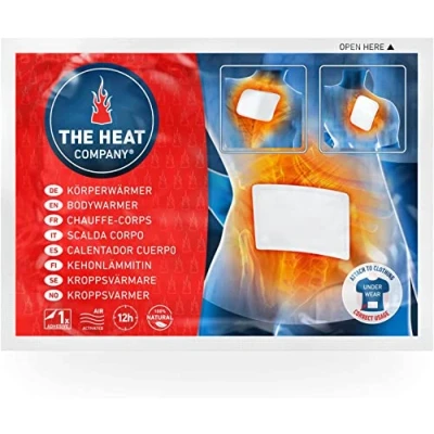 Afbeelding van THE HEAT COMPANY Bodywarmer 10 stuks EXTRA WARM zelfklevend lichaamsverwarmer rug en nekverwarmer 12 uur lang aangename warmte klaar voor gebruik luchtgeactiveerd puur natuurlijk