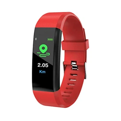 Afbeelding van Smart horloge voor mannen vrouwen, fitness tracker bloeddruk hartslag bluetooth armband, IP67 waterdicht stap calorieteller stappenteller gezondheidshorloge (rood)