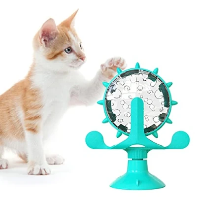 Afbeelding van OwnLifeYF Huisdieraccessoires, windmolen, katten, honden, speelgoed, kattenaccessoires, grappige kat lekkagebal, automatische voederautomaat, kattenspeelgoed, interactief, blauw