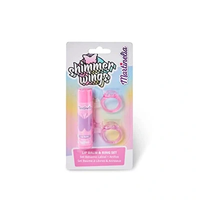 Afbeelding van Shimmer Wings framboos lipgloss set + ringen 2st