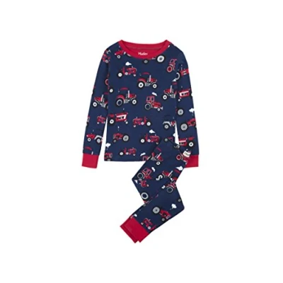 Afbeelding van Hatley Pyjama met lange mouwen van biologisch katoen voor jongens, Red Farm Tractoren, 7 jaar