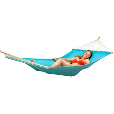 Afbeelding van XXL Staafhangmat 200x120 dubbele Hangmat 2 personen Tuinhangmat Blauw