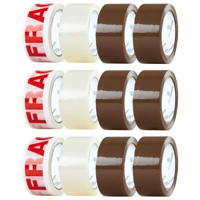 Afbeelding van Verpakking Tape Rollen Multipack Sterke Bruine Breekbare Duidelijke Heavy Duty voor Verpakken Dozen Verhuizen Huis Essentials (Tapes Mixed, 1 Pack)