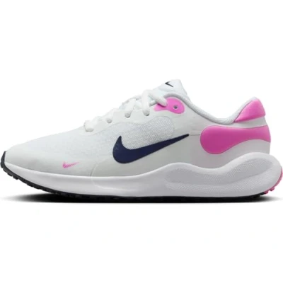 Afbeelding van Nike Performance Revolution 7 Unisex Hardloopschoenen competitie voor kinderen, Maat: 32, White/midnight navy/playful pink Textiel/ synthetisch