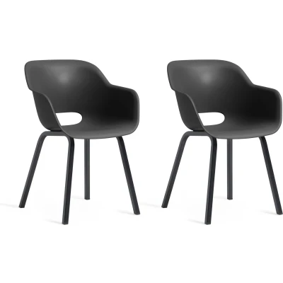 Afbeelding van Keter Noa Tuinstoel 2 stuks 55x56,5x80cm metalen onderstel Grijs