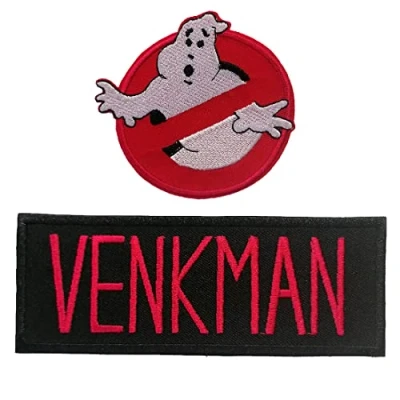 Afbeelding van Lapjes Appliqués Ghostbuster Set 2 stukken Venkman overdrukplaatjes opzetstukken Applicaties opnaaien opstrijken Lap Patches