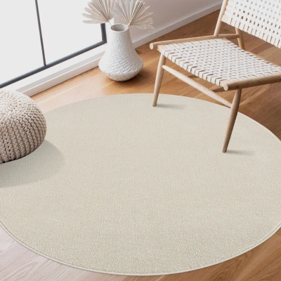 Afbeelding van Uni Effen Laagpolig Vloerkleed Modern Creme 150 cm rond