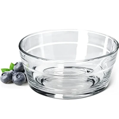 Afbeelding van KADAX Saladeschaal, serveerschaal van glas, vaatwasmachinebestendige snackschaal, hoogwaardige fruitschaal, transparante dessertkom, glazen schaal, diameter 12,5 cm, 2 stuks