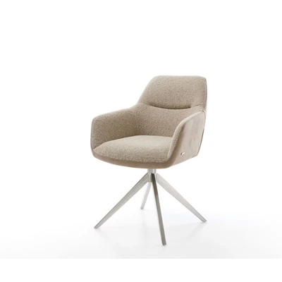 Afbeelding van DELIFE Draaistoel Pejo Flex materiaalmix mud kruisframe breed roestvrij staal 360 draaibaar rocker functie pocketveer kern