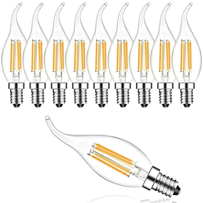 Afbeelding van E14 LED kaars dimbaar, lamp 4W warm wit, vervangt 30 Watt, wit 2700 Kelvin, 300LM, 360 stralingshoek, AC220V