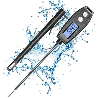 Afbeelding van Glangeh Keukenthermometer, direct aflezen, digitale keukenthermometer met lcd display achtergrondverlichting, IP66 waterdicht, kooksonde lang 5,2 inch voor koken, bakken, vlees, BBQ