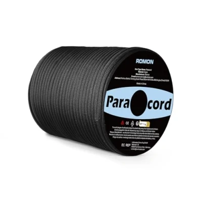 Afbeelding van Romon paracord 4 mm, 50 m koorden, 9 kernstrengen, scheurbestendig touw, zonnezeil, nylon paracord, survival, touwtje voor outdoor, camping, zwart