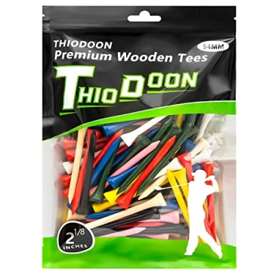 Afbeelding van THIODOON Golf Tees 2 1/8 &quot;Minder Wrijving Hout Training voor Golfer Professionele Natuurlijke Bulk 100 Count Golfing