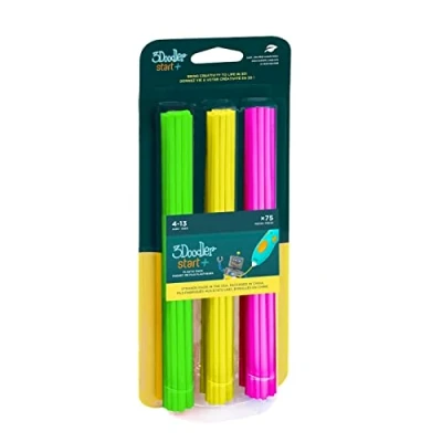 Afbeelding van 3Doodler Start + Navulverpakking 75 Kleurstaafjes neon groen/geel/roze