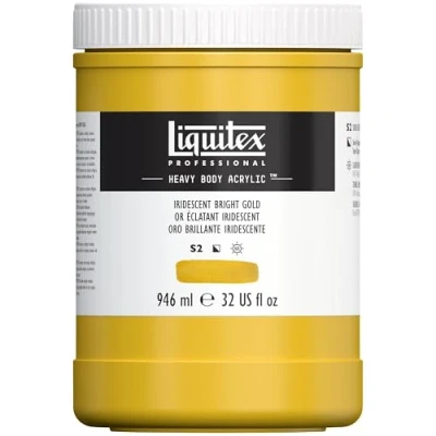 Afbeelding van Liquitex 4413234 Professional Heavy Body Acrylfarbe in Künstlerqualität mit ausgezeichneter Lichtechtheit buttriger Konsistenz, 946ml Topf Irisierendes Gold