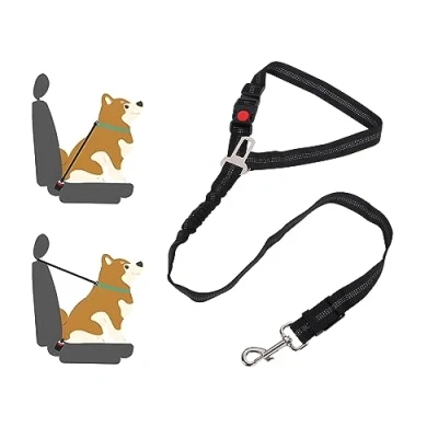 Afbeelding van Lollanda Veiligheidsgordel voor auto, hondenriem autostoelen, met reflecterende riemen en buffertouwen, verstelbare grote, middelgrote kleine honden
