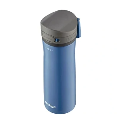 Afbeelding van Contigo Jackson Chill drinks bottle, large BPA free stainless steel water 100 % leakproof, keeps cool for up to 24 hours; insulated bottle sports, cycling, jogging, hiking, 590 ml Blue Corn