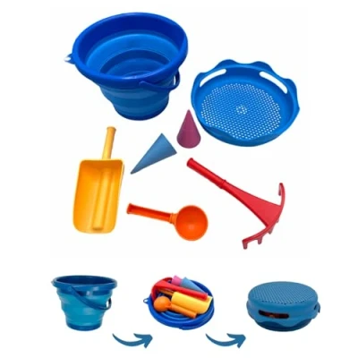 Afbeelding van Sand SCHILDKRÖT® 7 in 1 speelgoed opvouwbare emmerset, blauw