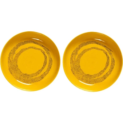 Afbeelding van Serax Ottolenghi Feast Bord 22cm hoog 4cm geel zwarte stippen Set van 2