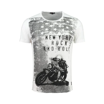 Afbeelding van Key Largo CAFE Racer Round Tshirt print, Heren, Maat: Medium, White