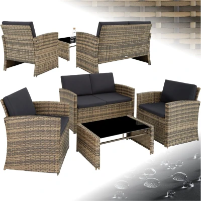 Afbeelding van tectake® Wicker zitgroep tuinset Lucca natuurkleur 404916