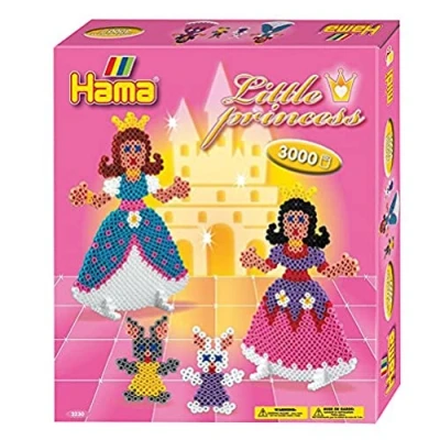 Afbeelding van Hama Parels 3230 geschenkset prinsessen met ca. 3.000 midi strijkkralen diameter 5 mm, motiefsjablonen en stiftplaat, incl. strijkpapier, creatief knutselplezier voor groot klein