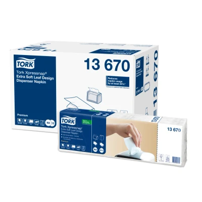 Afbeelding van Tork Xpressnap Dispenserservet 21,3x33cm 2 laags 1/4 vouw Leaf Design Wit 13670
