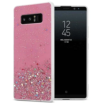 Afbeelding van Cadorabo Hoesje geschikt voor Samsung Galaxy NOTE 8 in Roze met Glitter Beschermhoes van flexibel TPU silicone fonkelende glitters Case Cover Etui