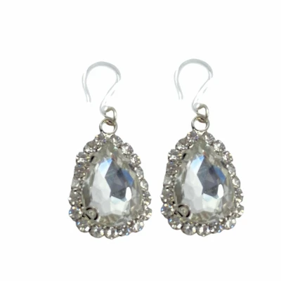 Afbeelding van Allergievrij lange oorbellen Strass druppel Zilverkleur Charme Bijoux