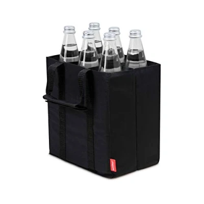Afbeelding van achilles Bottle Bag 6 delige flessenzak voor flessen, flessendrager in zwart, 25 cm x 17 27