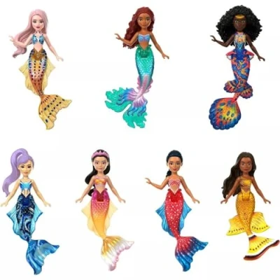 Afbeelding van Mattel Disney de Kleine Zeemeermin Ariël en Zusjes Poppenset,verzameling van 7 zeemeerminpoppen, speelgoed geïnspireerd op film HLX17