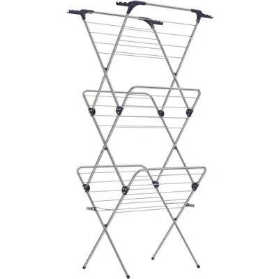 Afbeelding van SONGMICS Opvouwbare kledingdroger, wasrek, stalen frame, 46 x 70,5 155 cm, 20 m droogruimte, binnen en buiten, grijs LLR720G01