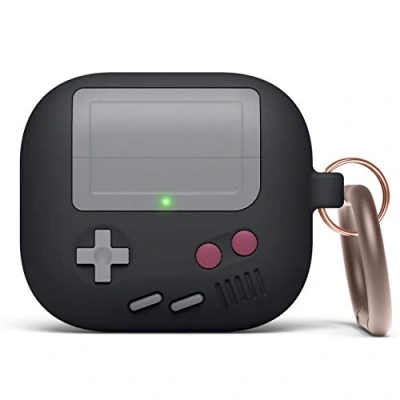 Afbeelding van elago AW5 Hoesje Compatibel met AirPods 3 Hoesje, klassieke Game Player Console Design Case sleutelhanger, ondersteuning voor draadloos opladen (Zwart)