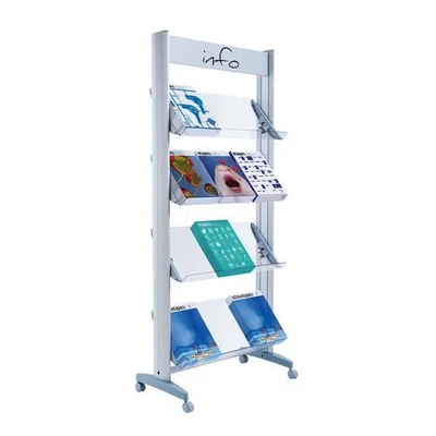 Afbeelding van Mobiele display met metalen of plexiglazen schap