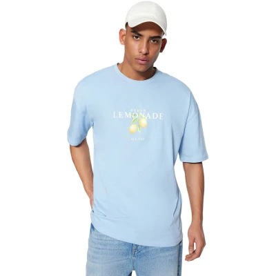 Afbeelding van Trendyol Wit Oversized/Wijd Gesneden Citroen Bedrukt T Shirt Van 100% Katoen Tmnss23Ts00089