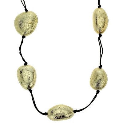 Afbeelding van Behave Ketting zwart met goud kleurige kralen