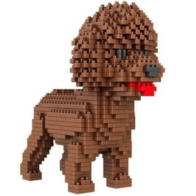 Afbeelding van Atomic Building Poedel hond of poedel. Figuur te monteren met nanoblokken. 950 stuks.