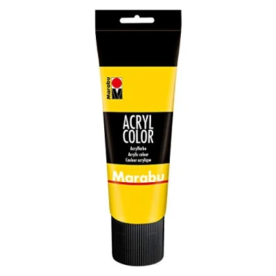 Afbeelding van Marabu 12010025019 acryl kleur geel 225 ml, crèmige acrylverf op waterbasis, sneldrogend, lichtecht, waterbestendig, om aan te brengen met kwast en spons canvas, papier hout