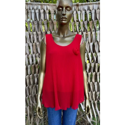 Afbeelding van Plissé Top Roosje Rood One Size (maat 38 t/m 42)