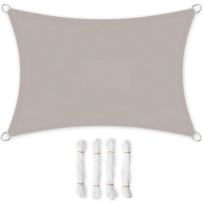Afbeelding van Zonnezeil 3 x 5 m, waterdicht met een waterkolom van 665 mm, zonwering scheurbestendig polyester, uv bescherming 93%, terras, tuin, balkon, rechthoekig, 2 m touwen, taupe GSH35TP