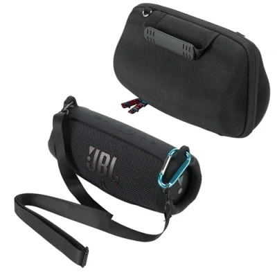 Afbeelding van Khanka harde beschermhoes + siliconen hoes met schouderriem voor JBL Charge 5 draagbare bluetooth luidspreker (zwart, hoes)