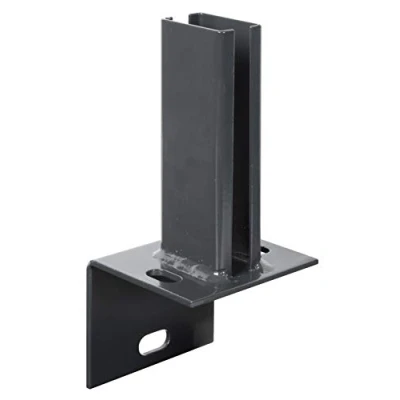 Afbeelding van Alberts 686994 paalhouder voor omheiningspalen op L randstenen om te schroeven thermisch verzinkt, antraciet kunststof coating RAL 7016 plaat 94 x 100 mm palen 60 40