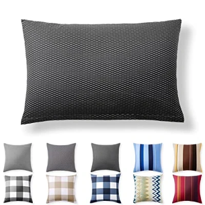Afbeelding van Alreya Renforcé kussensloop, 40 x 60 cm, 100% katoen met YKK ritssluiting, super zachte hoofdkussensloop, kussenhoes, alleen Zwart/Grijze Diamanten