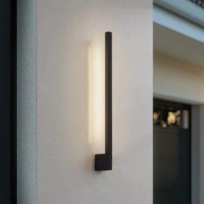Afbeelding van Lindby LED wandlamp Neano, 60cm, zwart, metaal, IP54