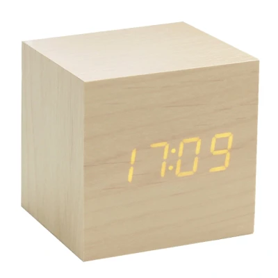 Afbeelding van Gingko Cube Click Wekker Esdoorn